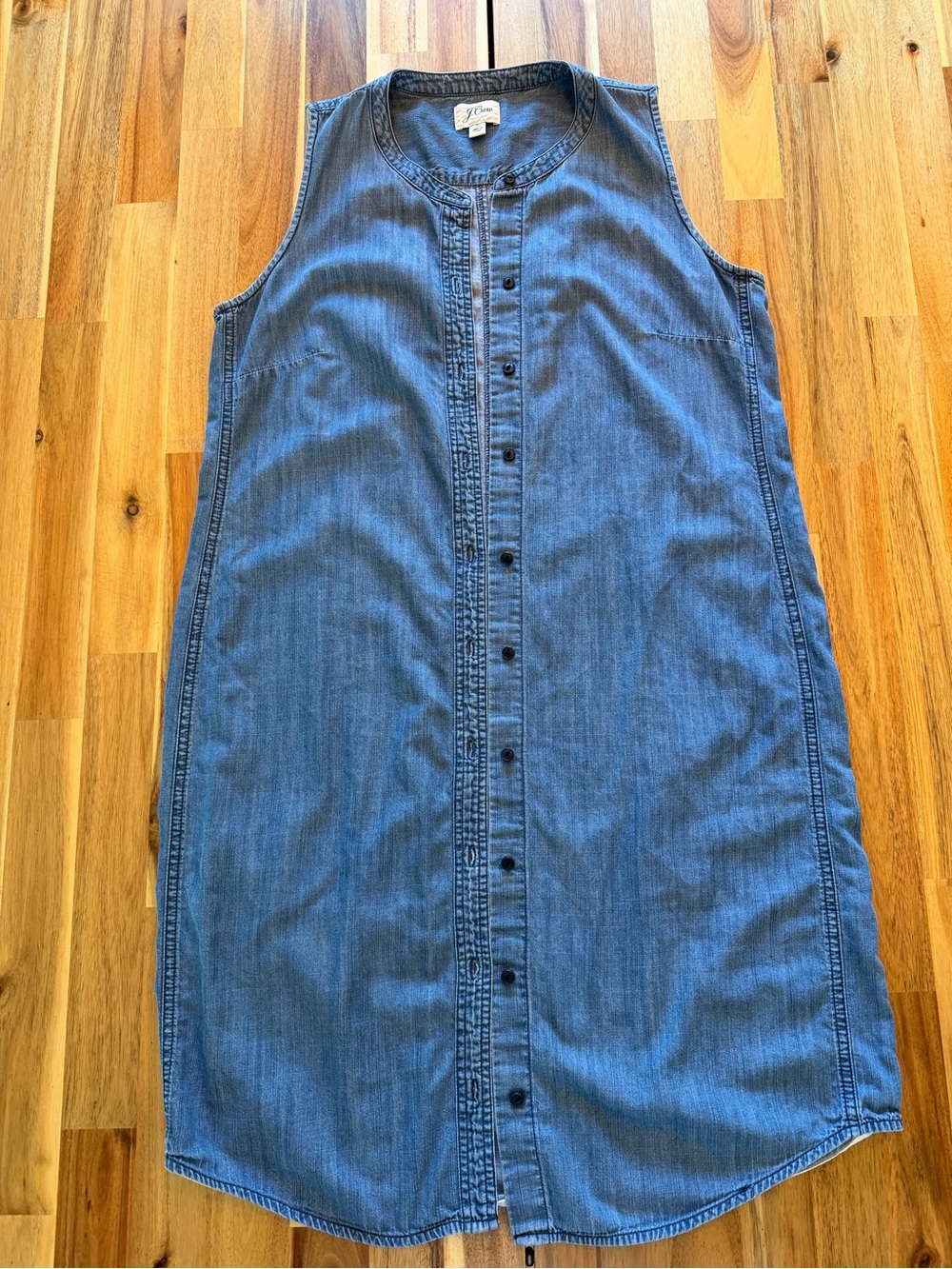 J.Crew Chambray Denim Sleeveless Button Front Midi Shirt Dress Size S
